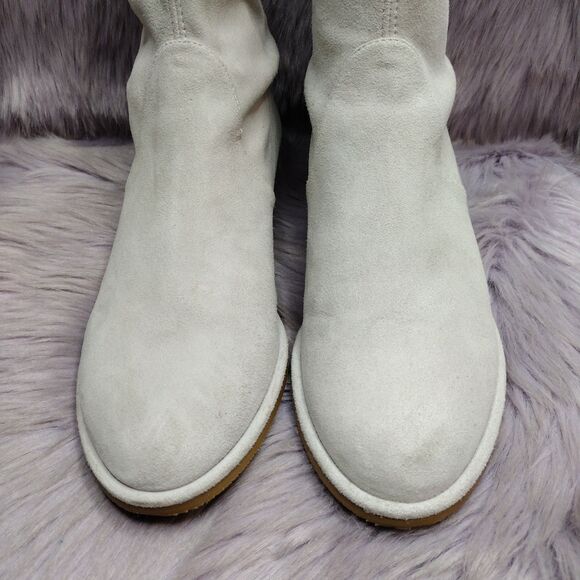 Stuart Weitzman Suede Slip On Flat Knee High Boots Womens Size 8 Grey - Picture 4 of 9